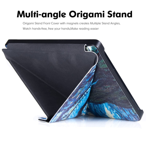 BOZHUORUI Kobo Libra 2 eReader Case - Premium PU Leather Origami Stand Protective Cover with Aut