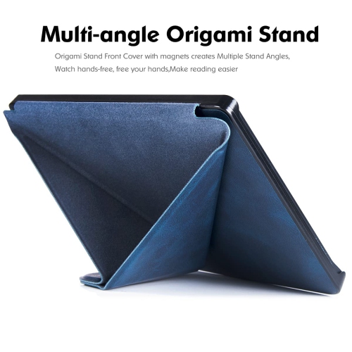 BOZHUORUI Kobo Libra 2 eReader Case - Premium PU Leather Origami Stand Protective Cover with Aut