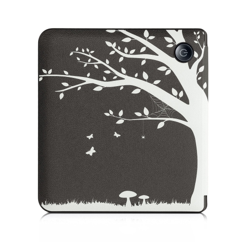 kwmobile Case Compatible with Kobo Libra H2O - Case PU e-Reader Cover - Girl Tree Swing White/Black