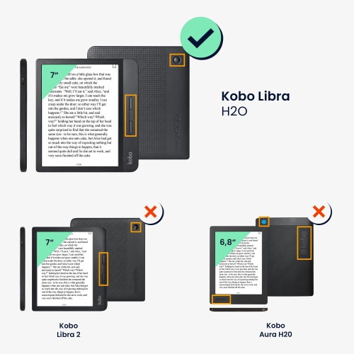 kwmobile Case Compatible with Kobo Libra H2O - Case PU e-Reader Cover - Girl Tree Swing White/Black