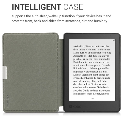 Étui kwMobile compatible avec Kobo aura Edition 2 - Étui polyuréthane p/e-Reader - Bleu cosmique/Gris/Noir