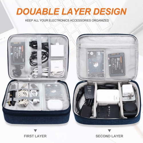 Double Layer Travel Electronic Organizer Bag Cable organzier Case Portable Digital Storage Bag for Electronic Accessories US