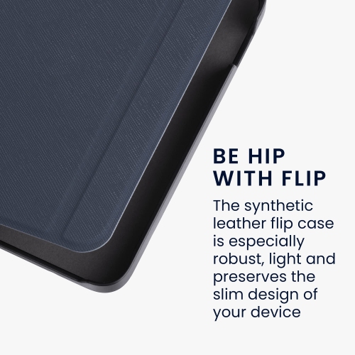 kwmobile Case Compatible with Kobo Libra 2 - Book Style PU Leather e-Reader Cover Folio Case - Dark Blue