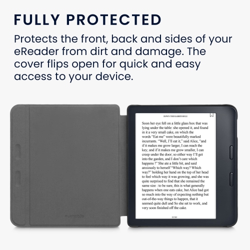 kwmobile Case Compatible with Kobo Libra 2 - Book Style PU Leather e-Reader Cover Folio Case - Dark Blue