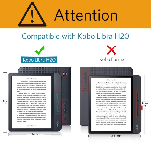 CoBak Kobo Libra H2O Case with Stand - Libra H2O Origami Protective PU Leather Smart Cover with Auto Sleep Wake Feature for