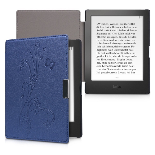 Kobo Aura Edition 1 Case - eReader Cover - Butterfly Tendril Dark Blue