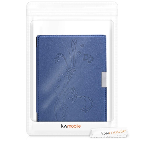 Kobo Aura Edition 1 Case - eReader Cover - Butterfly Tendril Dark Blue