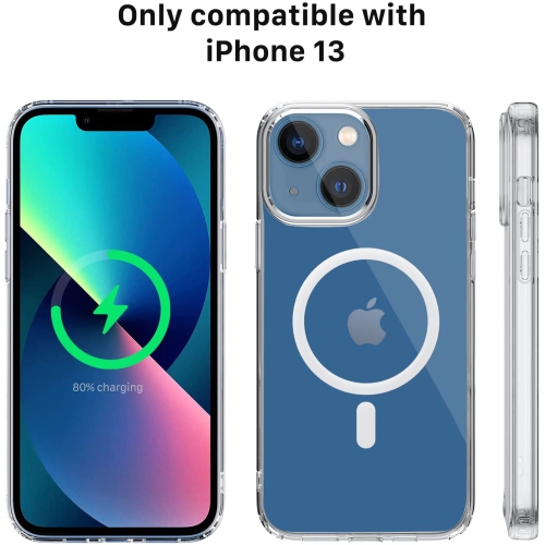 【CSmart】 Hybrid Magnetic Wireless Charging MagSafe Case Back Cover for iPhone 13, Clear