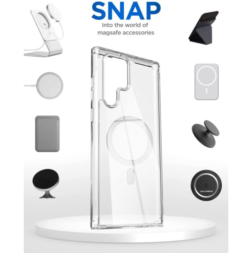 【CSmart】 Hybrid Magnetic Wireless Charging Case Back Cover MagSafe Compatible for Samsung Galaxy S22 Ultra, Clear