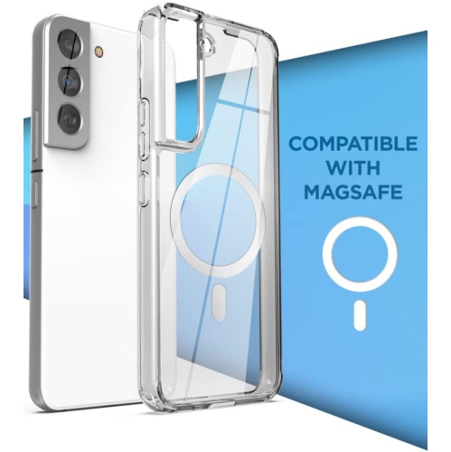 【CSmart】 Étui arrière de charge magnétique sans fil hybride compatible MagSafe pour Samsung Galaxy S22 Plus, transparent