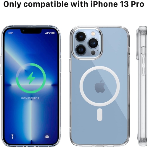 【CSmart】 Hybrid Magnetic Wireless Charging MagSafe Case Back Cover for iPhone 13 Pro, Clear