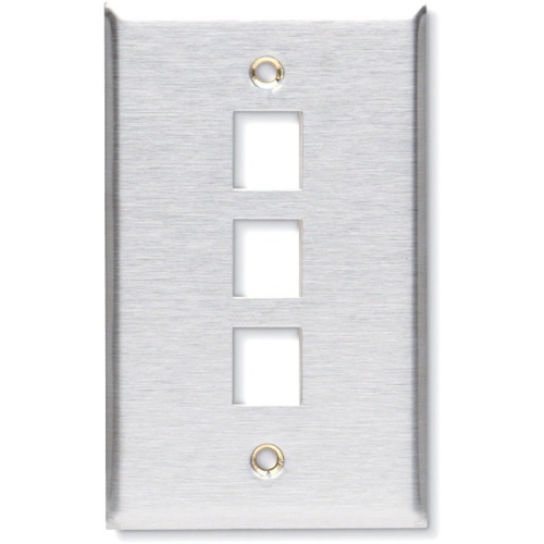 BLACK BOX KEYSTONE WALLPLATE - STAINLESS STEEL, SINGLE-GANG, 3-PORT