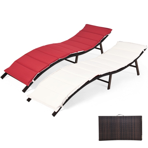 SLICKBLUE  2 Pieces Folding Patio Lounger Chair