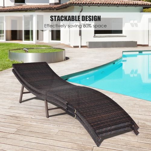 2 Pieces Folding Patio Lounger Chair