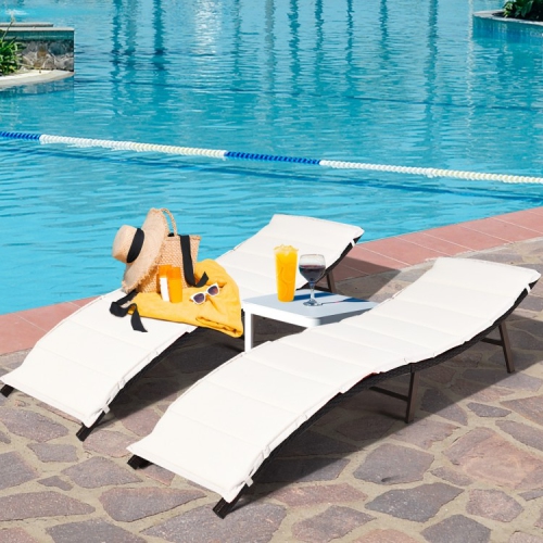 2 Pieces Folding Patio Lounger Chair