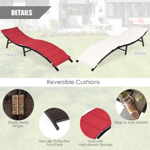 2 Pieces Folding Patio Lounger Chair