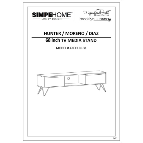 Trent Home Mango Wood 68" Industrial TV Media Stand in Natural For