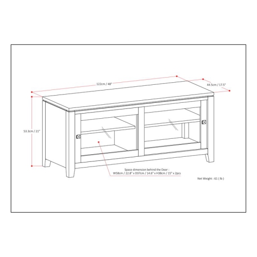 Trent Home Contemporary 48" Solid Wood TV Media Stand in Black