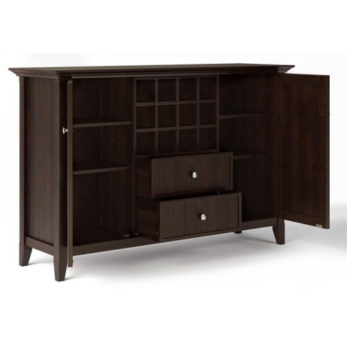 Trent Home Wood 54" Transitional Sideboard Buffet and Wine Rack in Dark Chestnut