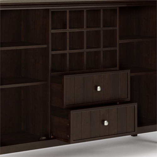 Trent Home Wood 54" Transitional Sideboard Buffet and Wine Rack in Dark Chestnut