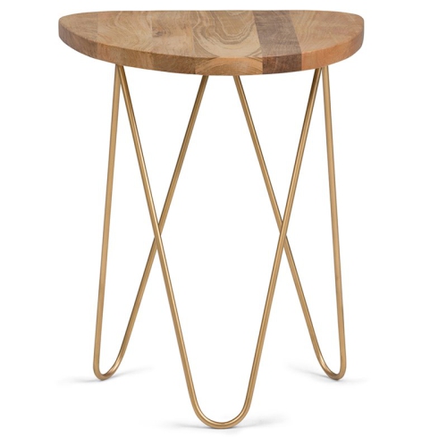 TRENT HOME  Modern 18 Inch Wide Metal And Wood Accent Side Table In Natural Gold