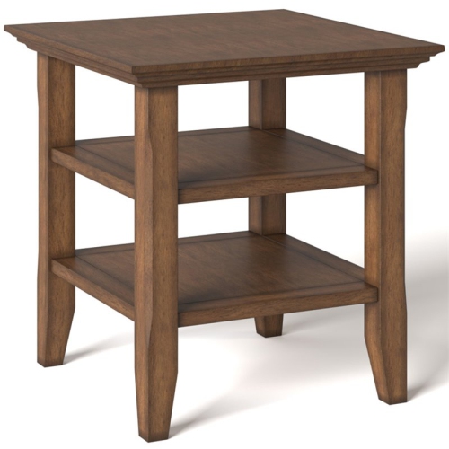 TRENT HOME  Wood 19" Square Transitional End Table In Rustic Natural In Brown