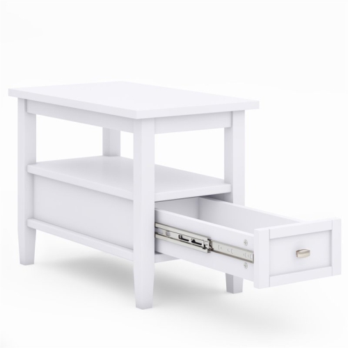 Trent Home Solid Wood 14" W Rectangle Transitional Narrow Side Table in White