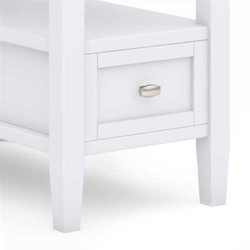 Trent Home Solid Wood 14" W Rectangle Transitional Narrow Side Table in White