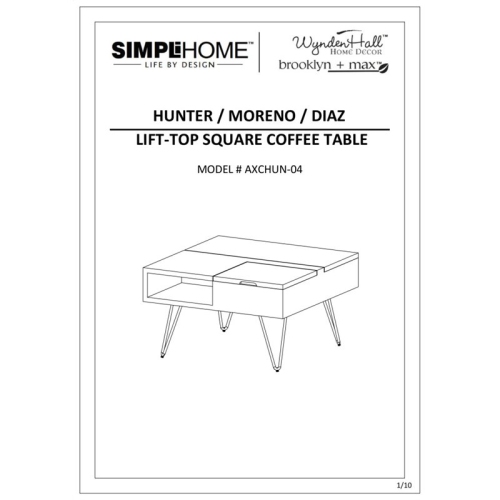 Trent Home Solid Wood & Metal 32" W Squar Lift Top Coffee Table in Natural