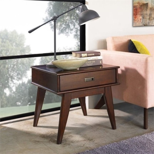 Trent Home Solid Hardood 22 " Rectangle Mid-Century End Table in Auburn Brown