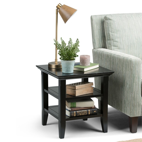 Trent Home Solid Wood 19 " Square Transitional End Table in Black