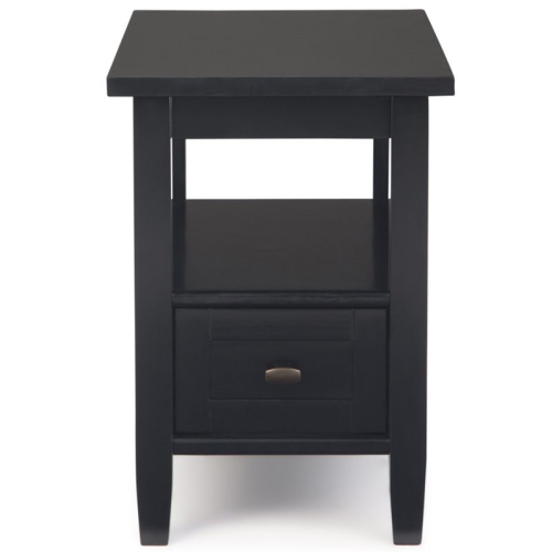 Trent Home Wood 14" Rectangle Transitional Narrow Side Table in Black