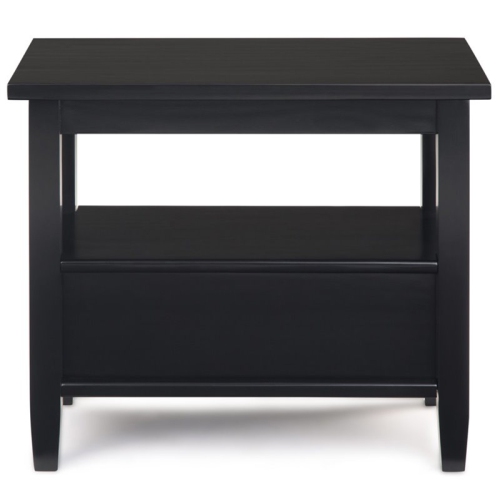 Trent Home Wood 14" Rectangle Transitional Narrow Side Table in Black