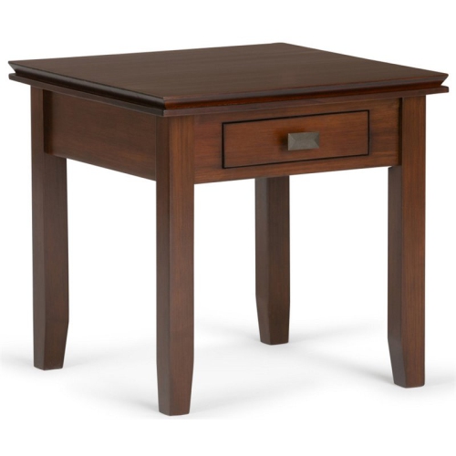 Trent Home Wood 21" Square Transitional End Side Table in Russet Brown