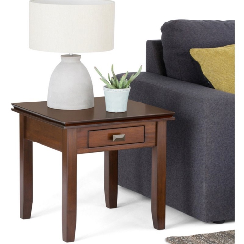 Trent Home Wood 21" Square Transitional End Side Table in Russet Brown