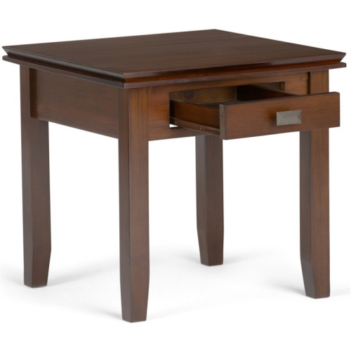 Trent Home Wood 21" Square Transitional End Side Table in Russet Brown