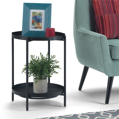 Trent Home Industrial 17 " Metal Metal End Table in Black
