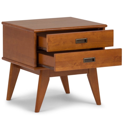 Trent Home 22" W Solid Hardwood Rectangle Modern End Side Table in Teak Brown