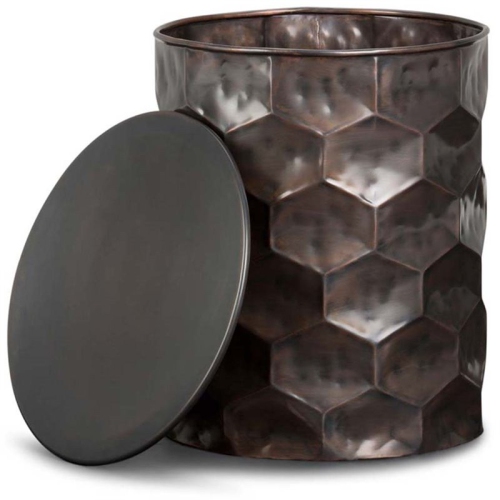 Trent Home Industrial 17" W Metal Storage Accent Side Table in Antique Bronze