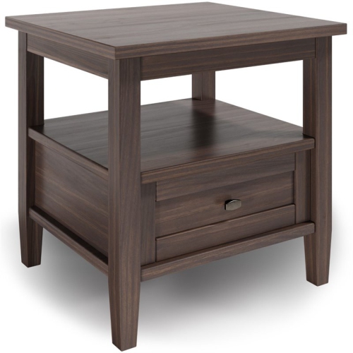 TRENT HOME  Solid Wood 20" W Rectangle End Table In Warm Walnut In Brown