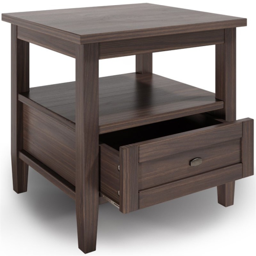 Trent Home Solid Wood 20" W Rectangle End Table in Warm Walnut Brown