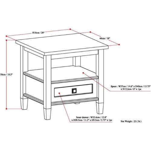 Trent Home Solid Wood 20" W Rectangle End Table in Warm Walnut Brown