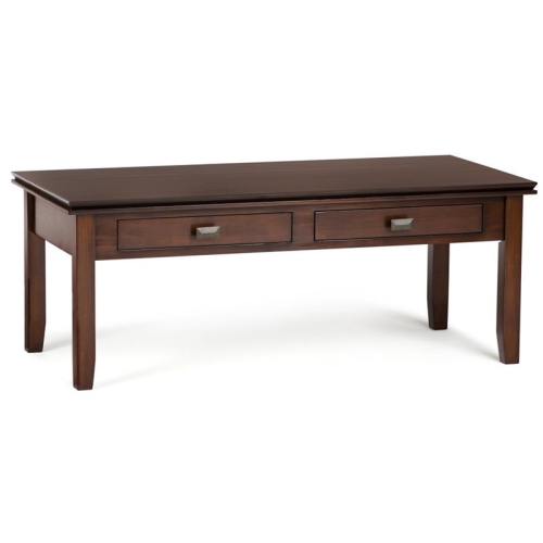 Trent Home Wood 46" Rectangle Transitional Coffee Table in Russet Brown