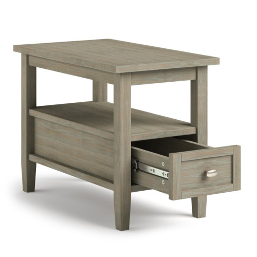Trent Home 14" W Solid Wood Rectangle Narrow Side Table in Distressed Gray