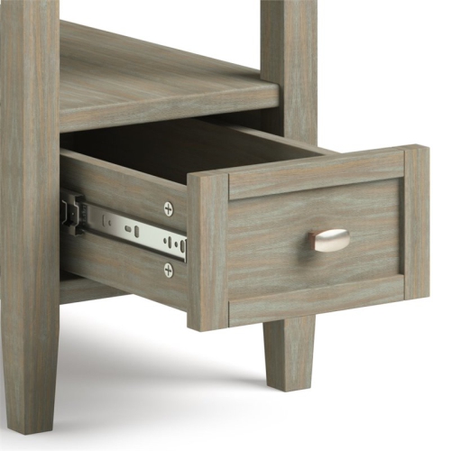 Trent Home 14" W Solid Wood Rectangle Narrow Side Table in Distressed Gray