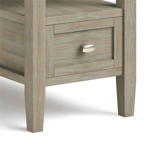 Trent Home 14" W Solid Wood Rectangle Narrow Side Table in Distressed Gray