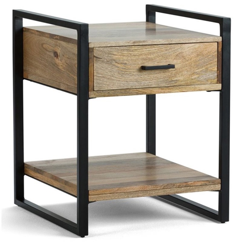 Trent Home Solid Mango Hardwood & Metal End Table in Natural