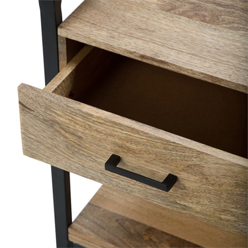 Trent Home Solid Mango Hardwood & Metal End Table in Natural