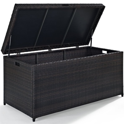 Crosley Palm Harbor Wicker Patio Deck Box in Brown