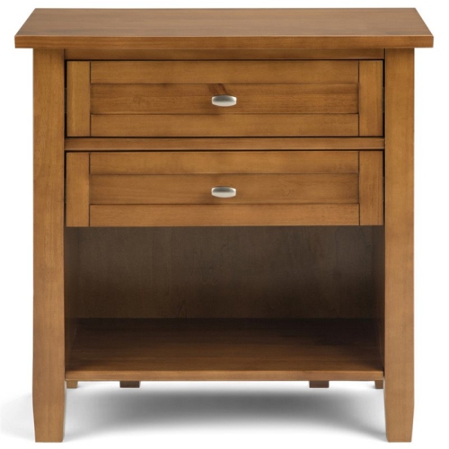 Trent Home Wood 24" Transitional Bedside Nightstand Table in Light Golden Brown